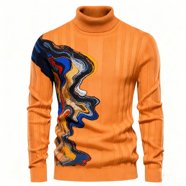 Men's Turtleneck Fashion Sweater - Winter Long Sleeve Knit