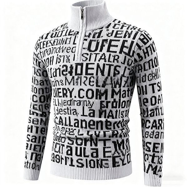 Casual Men's Half-Zip Sweater - Turtleneck Long Sleeve Knit Pullover