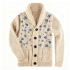 Men's V-Neck Knit Cardigan - New Fashion Printed Sweater