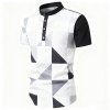 Men's Casual Fashion Short Sleeve Shirt - Stand Collar Button-Down Pullover