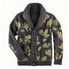 New Fashion Printed Men's Cardigan - V-Neck Knit Sweater