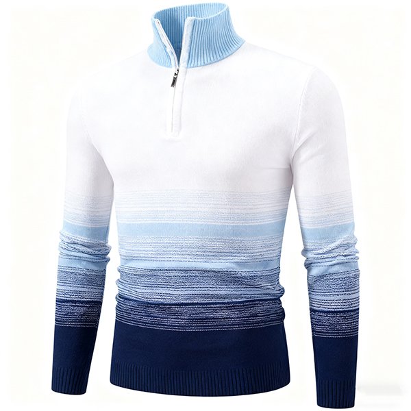 Half-Zip Turtleneck Men's Sweater - Long Sleeve Casual Knit