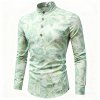 Men's Casual Half-Open Shirt - Slim-Fit Stand Collar Linen-Cotton