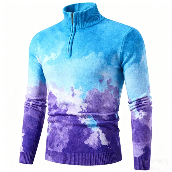 Men's Turtleneck Half-Zip Sweater - Long Sleeve Casual Knit Pullover